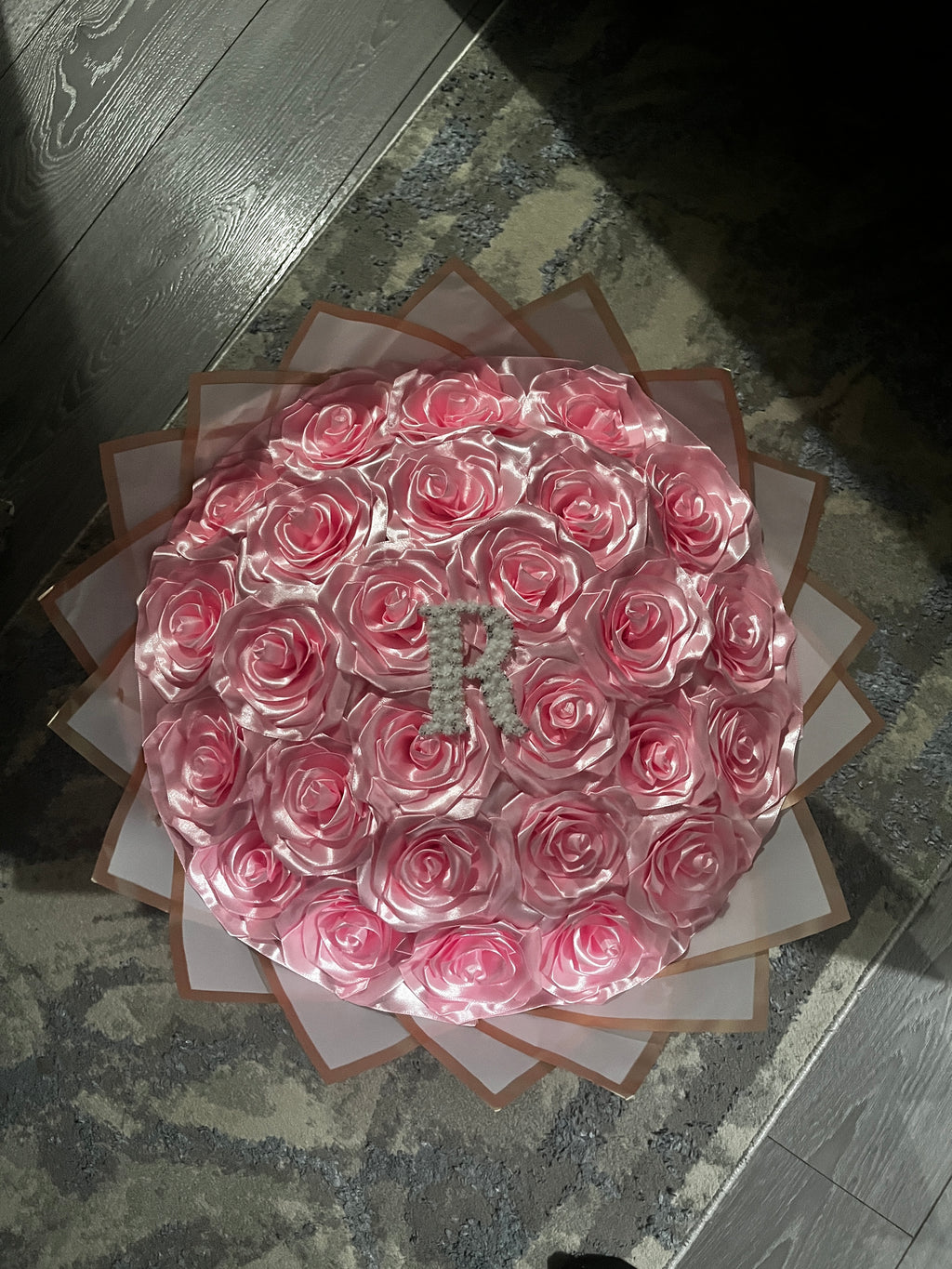 Pink Roses w Name Letter